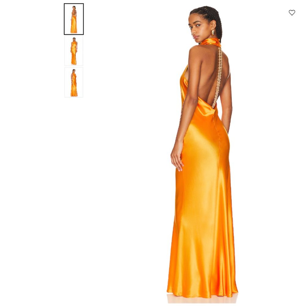 SAU LEE Calypso Gown in Tangerine. SIZE 0.